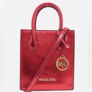 Michael Kors, NWOT, Mercer Red Metallic Small Crossbody Bag.